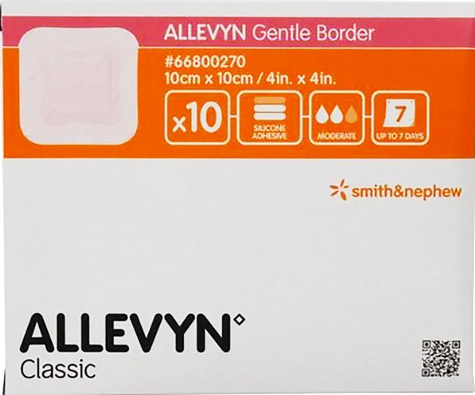 Allevyn Gentle Border Adhesive Dressing Pad 10x10cm (Sold as Single Unit/Pad)