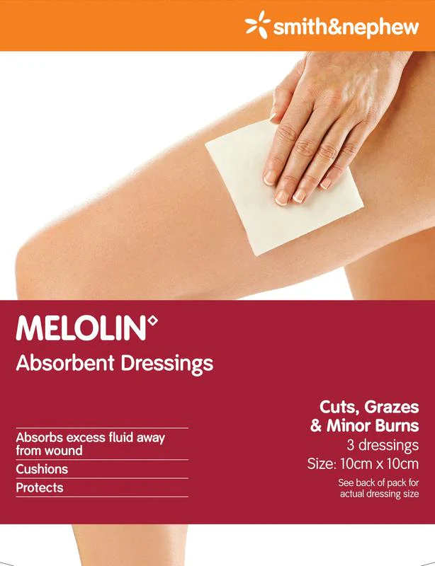 Melolin Abs. Dressing 10x10cm 3pk