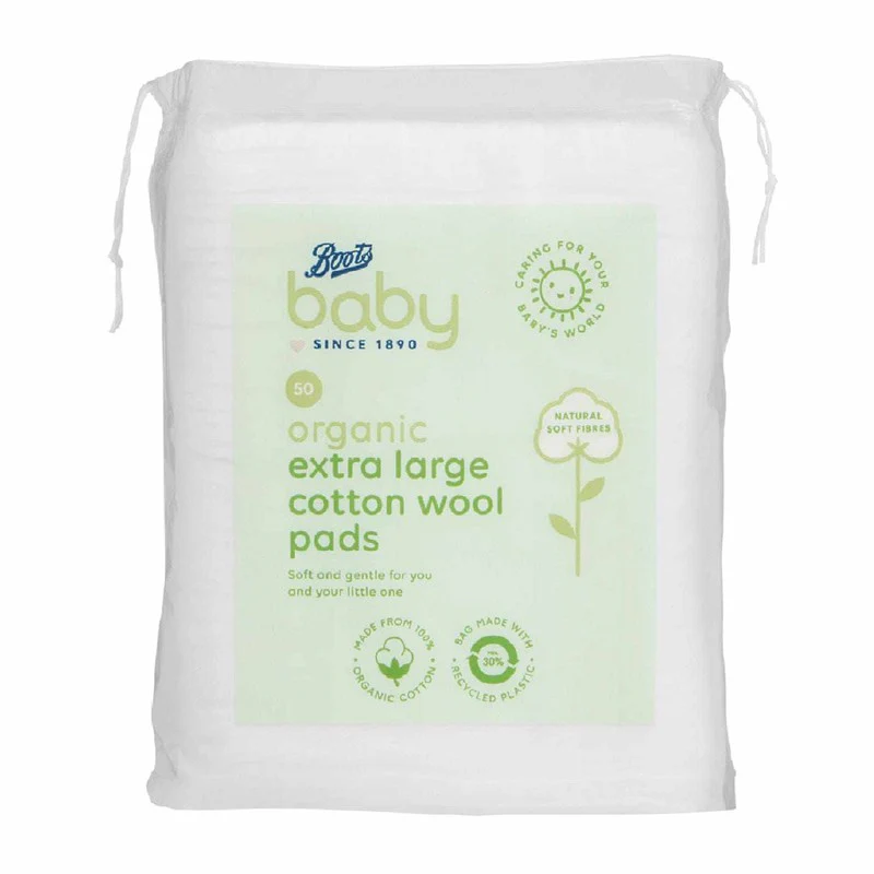 Boots Baby Organic Extra Large Cotton Wool Pads 50pk