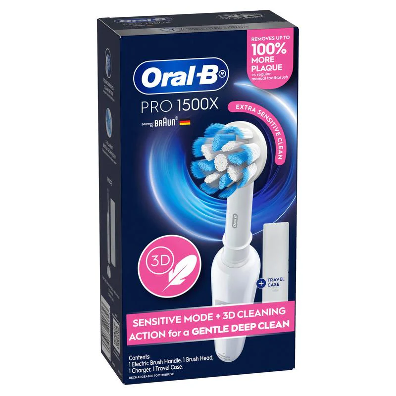 Oral B Pro 1500X Extra Sensitive White Electric Toothbrush White