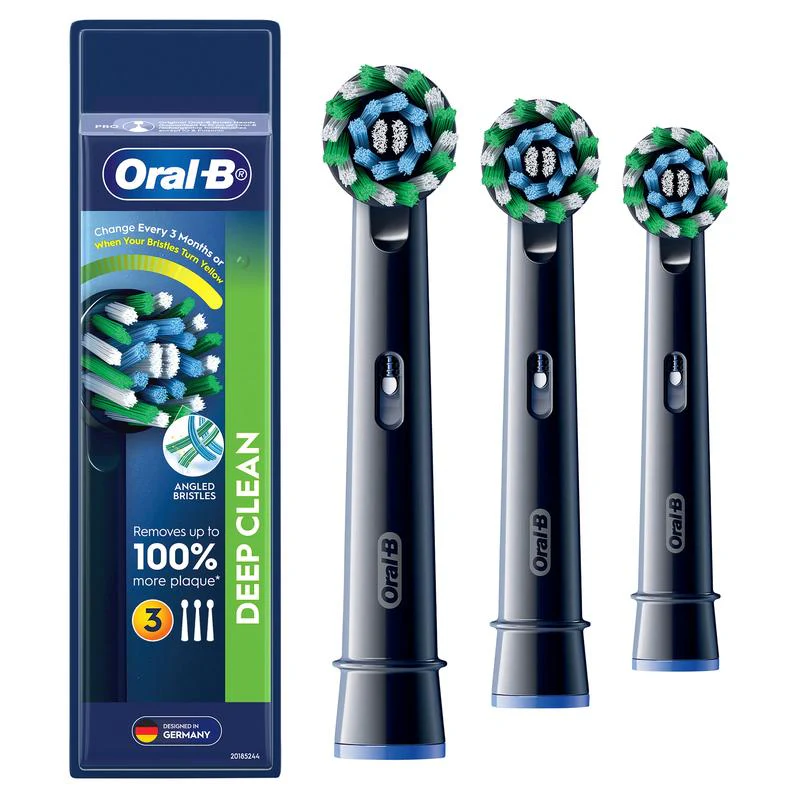 Oral B Cross Action Electric Toothbrush Heads Black 3pk