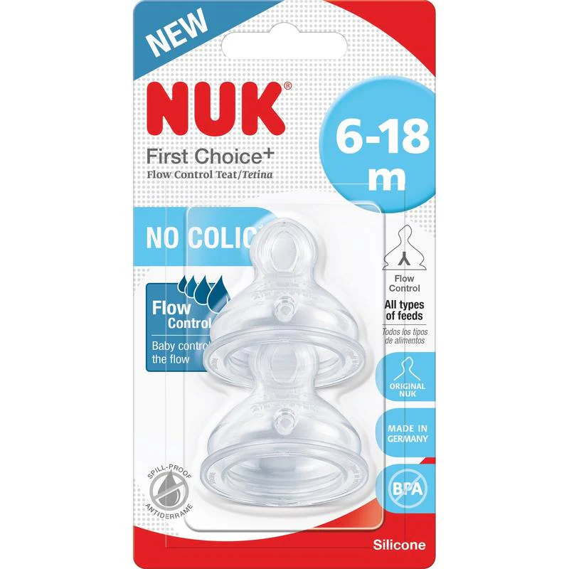 Nuk FC+ Silicone Teat 6-18 months Flow Control 2pk