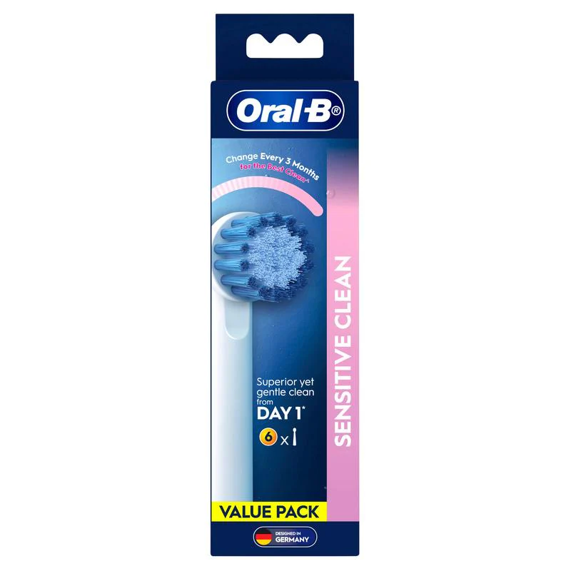 Oral B Sensitive Clean Electric Toothbrush Heads White 6pk