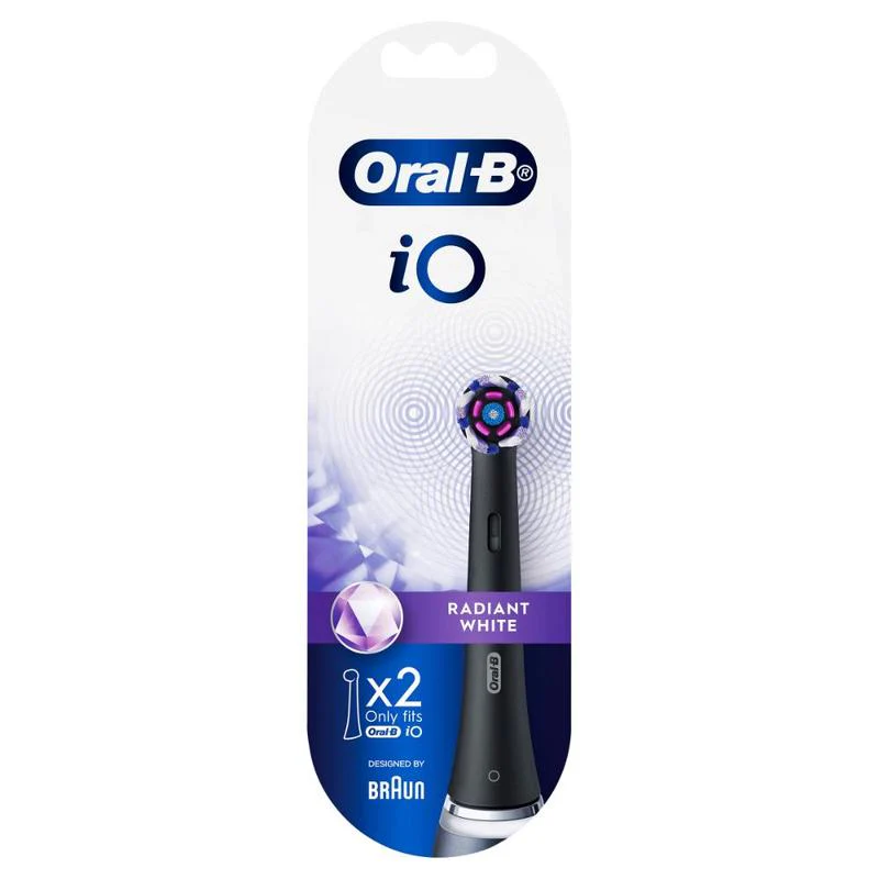 Oral B iO Radiant White Electric Toothbrush Heads Black 2pk
