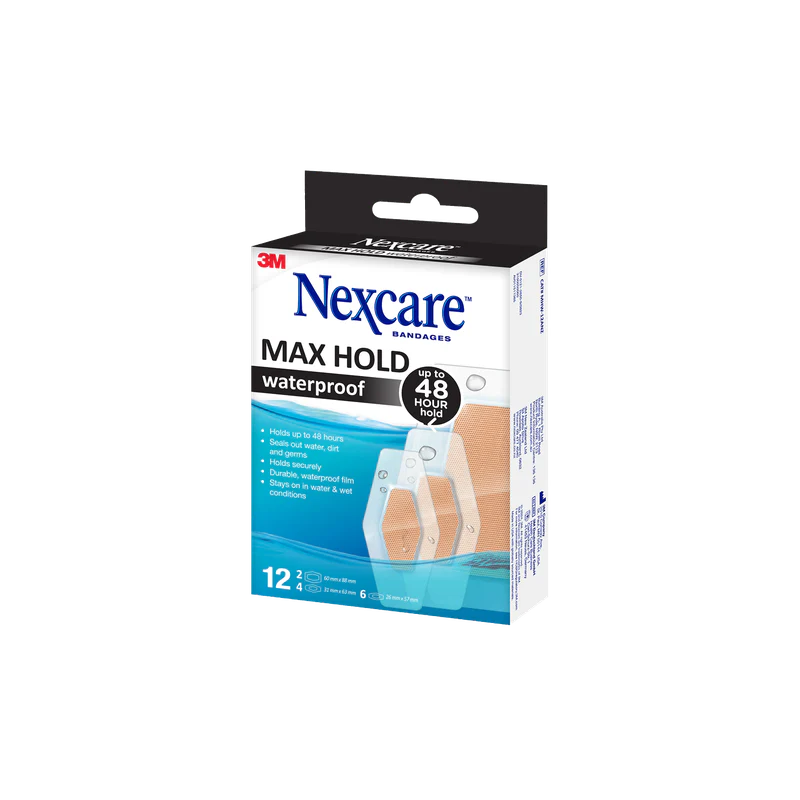 Nexcare Max Hold Waterproof Bandages Assorted 12pk