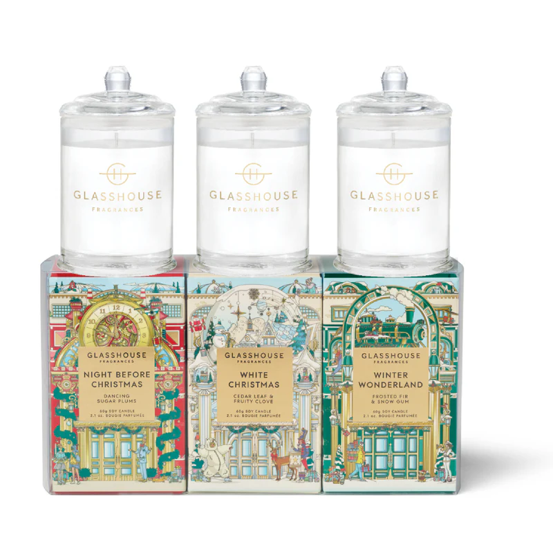 Glasshouse Winter Wonderland Night Before Christmas White Christmas Candle Trio 3pcs