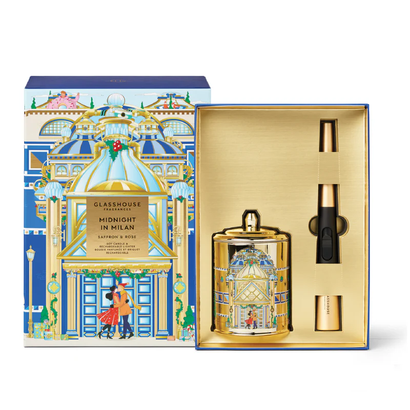 Glasshouse Midnight in Milan Candle and Lighter Gift Set 2pcs