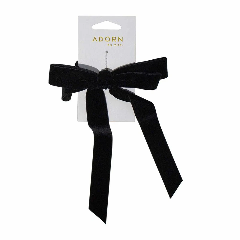 Adorn by Mae Elastic Velvet Bow Black