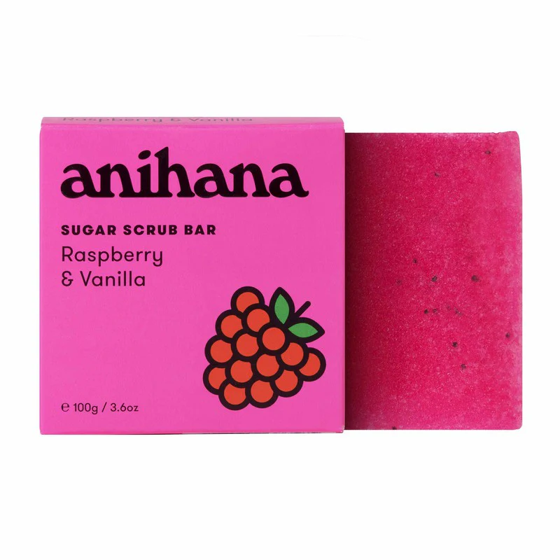 anihana Sugar Scrub Bar Raspberry & Vanilla 100g