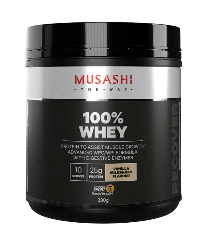 Musashi 100% Whey Vanilla Milkshake Powder 330g