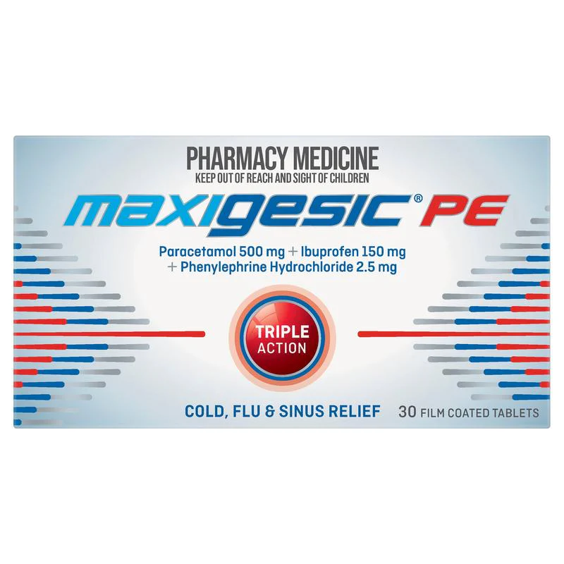 Maxigesic PE Cold Flu & Sinus Relief Tablets 30s