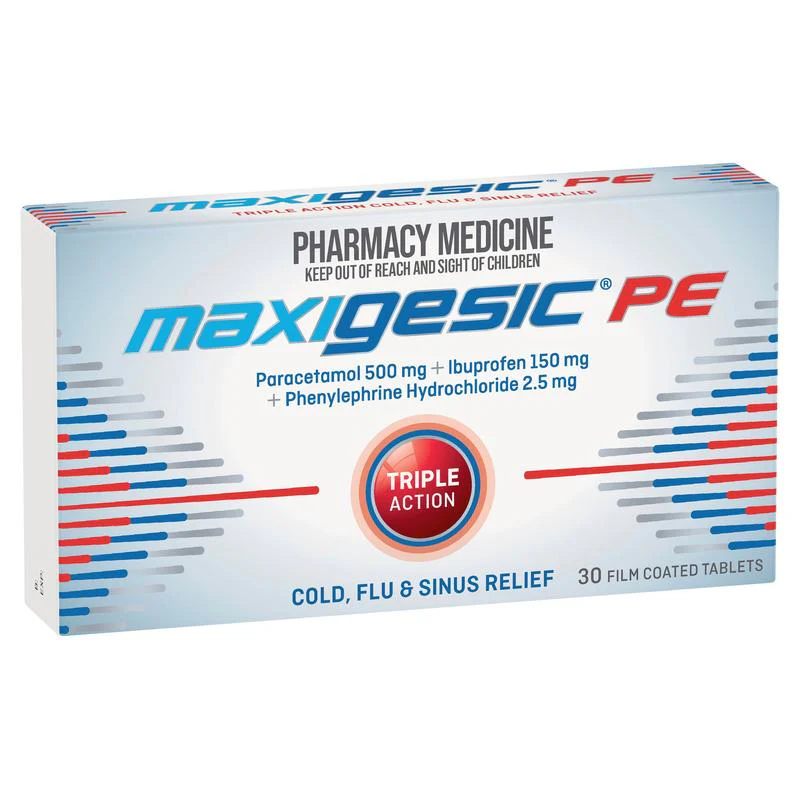Maxigesic PE Cold Flu & Sinus Relief Tablets 30s